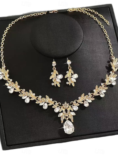 Rhinestone Pendant Teardrop Women's Gold - Set with Jewelry