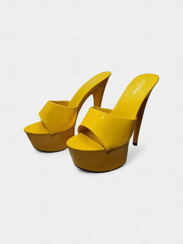 Red Women's with Heels High Patent Platform Leather