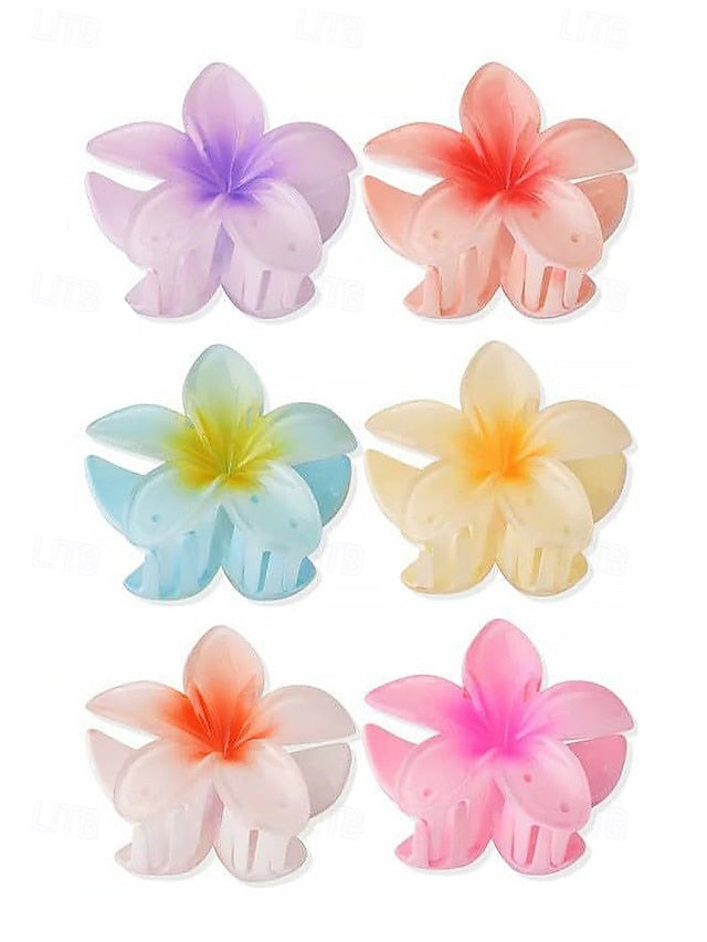 Clips Flower Hair Hawaiian 6PCS Resin – Tropical Plumeria