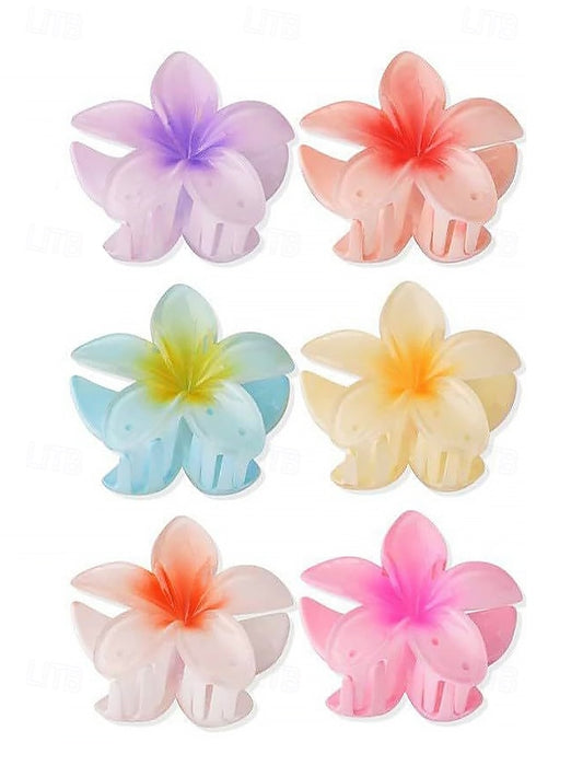 Clips Flower Hair Hawaiian 6PCS Resin – Tropical Plumeria
