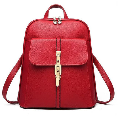 Sac à dos en similicuir noir pour femme avec fermoir doré
