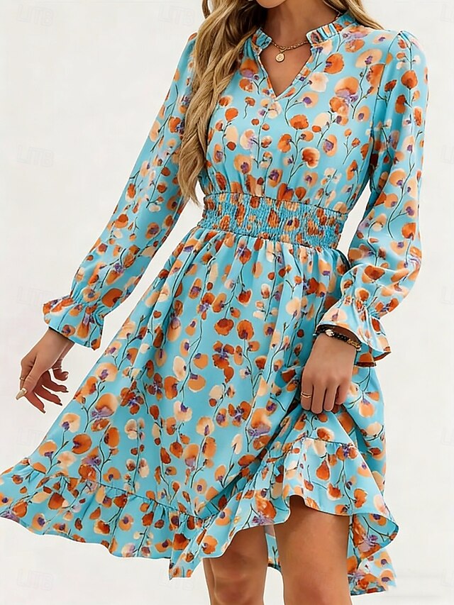 Women's Knee Length Dress A Line Dress Floral Dress Elegant