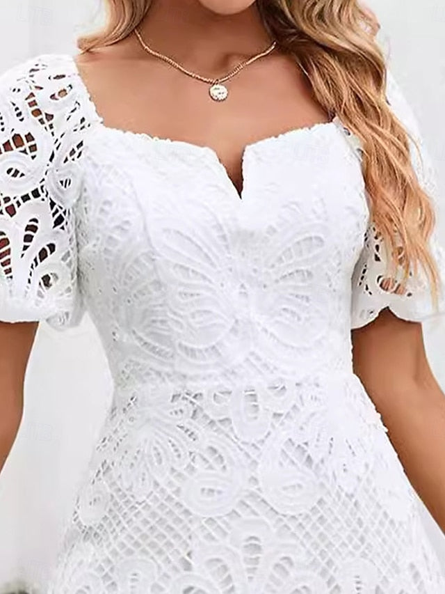 Women's Mini Dress A Line Dress Summer Dress Eyelet Dress