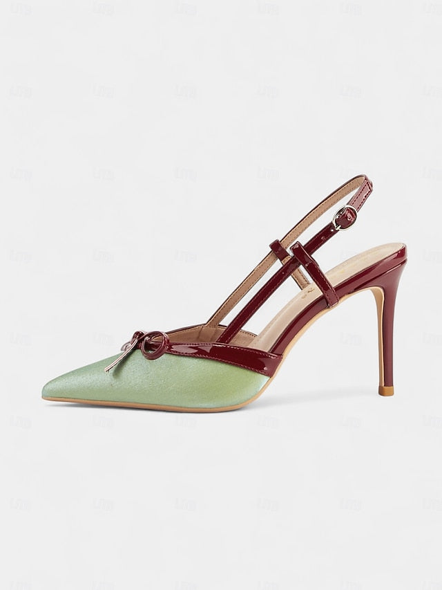 - Red Stiletto Women's Slingback Pointed Heels Green and
