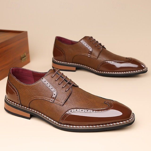 Faux Leather Shoes and White Oxford Wingtip Burgundy Men's