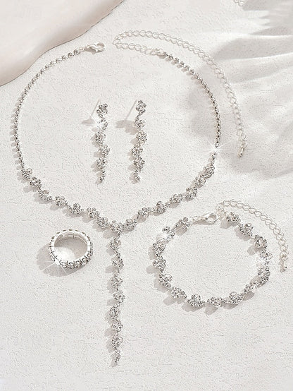 – Set Elegant Rhinestone Necklace Gold Jewelry