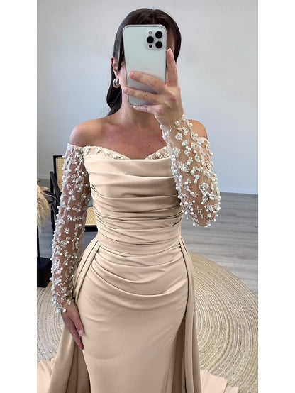 Long Elegant Floor Length Formal Evening Sheath Dress Gown