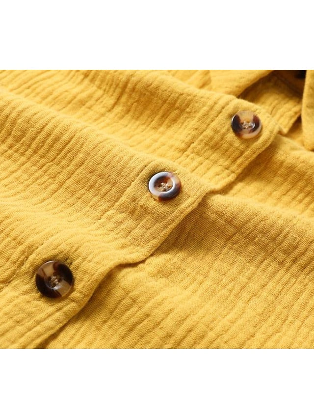 Women's Mini Dress Cotton Blend Shirt Dress Winter Dress