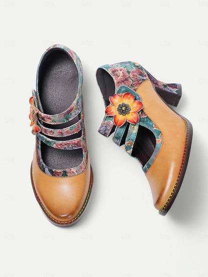 Heels 1930s Jane Floral Leather – Women's Mary Vintage
