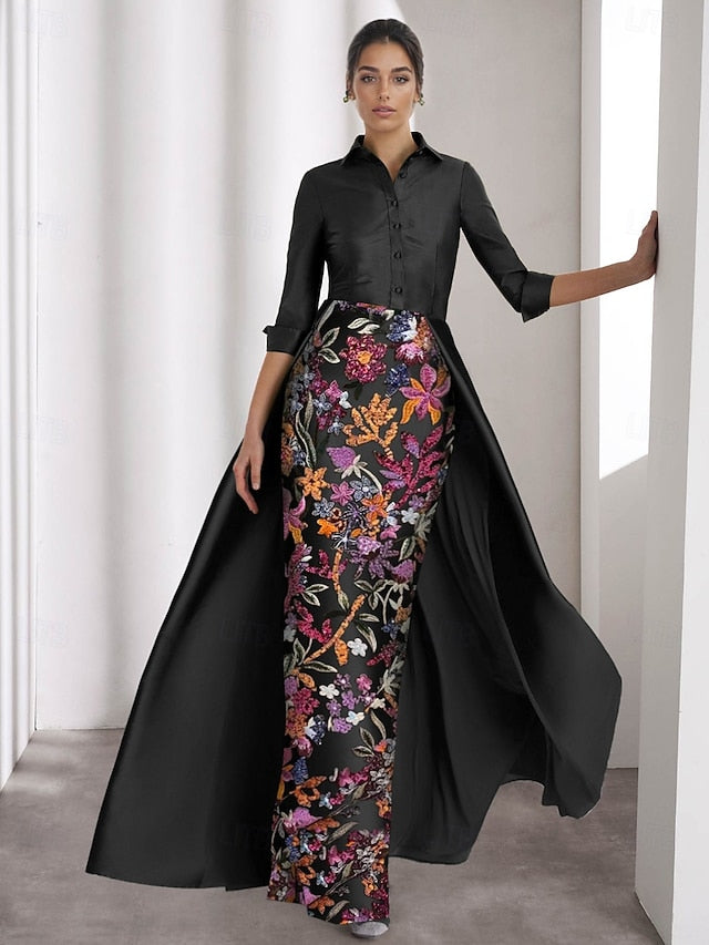 Black Mother Elegant the Gown Dress Bride of A-Line Evening Tie