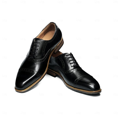 Leather Wingtip Genuine Light Brown Oxford Shoes with Men's