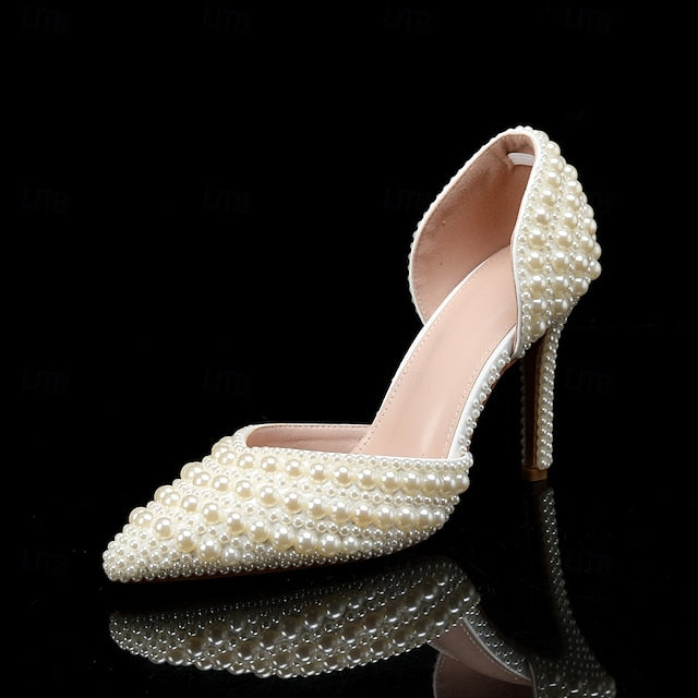 Clutch and Set – Heels Stiletto Pearl White Women's Bag