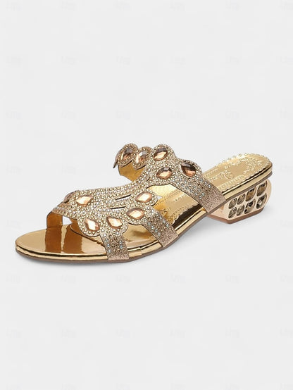 Sandals Blue – and Gold Open-Toe Crystal with Embellishments