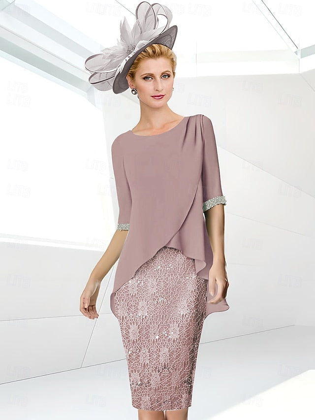 Mother Elegant Jewel Dress Beach the Wedding Sheath of Bride