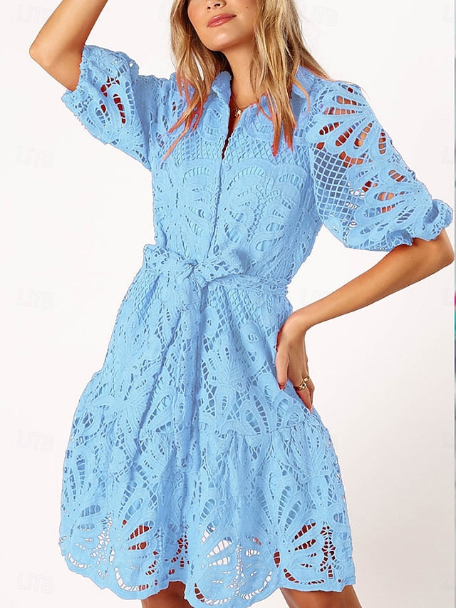 Women's Midi Dress Black Dress Lace Dress Cocktail Dress