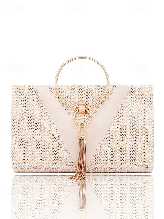Straw Handbag with Purse Elegant Women's Woven Clutch –