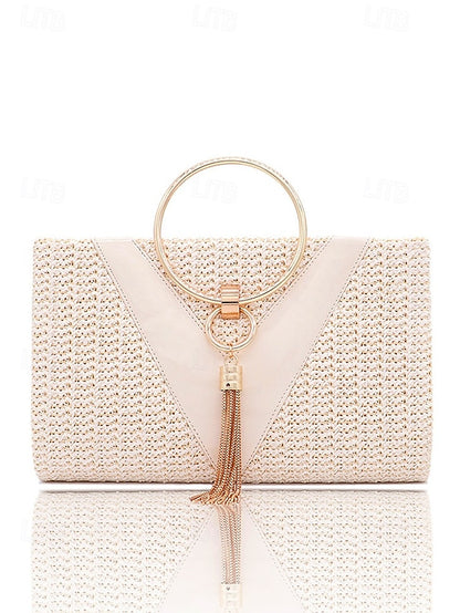 Straw Handbag with Purse Elegant Women's Woven Clutch –