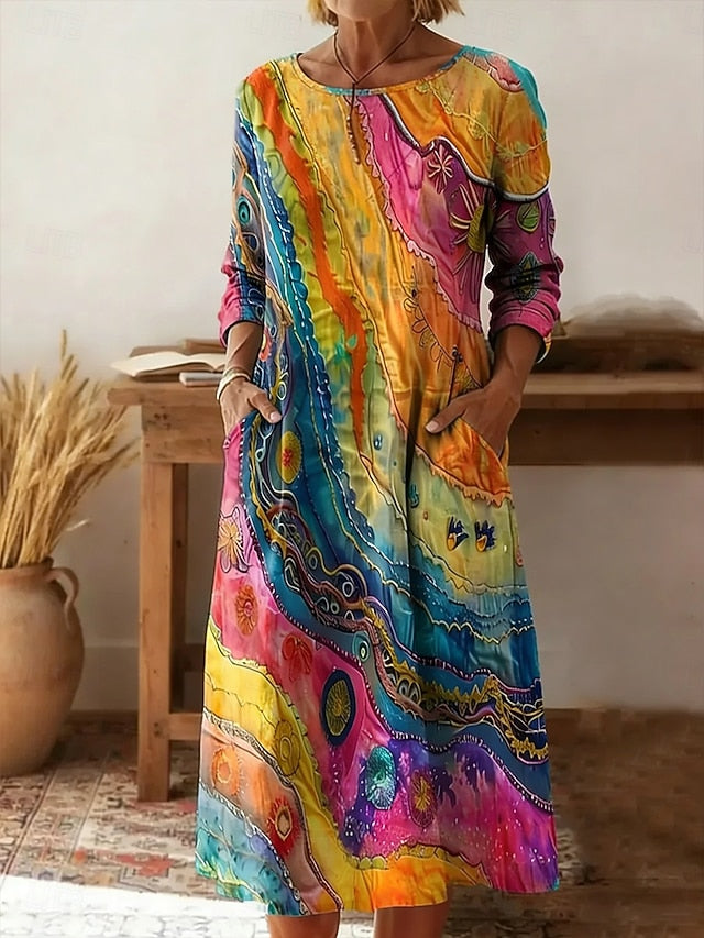 Women's Midi Dress Sheath Dress T Shirt Dress Tee Dress