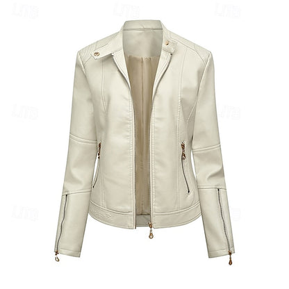 Women's Faux Zipper Comfortable Jacket Leather Pocket