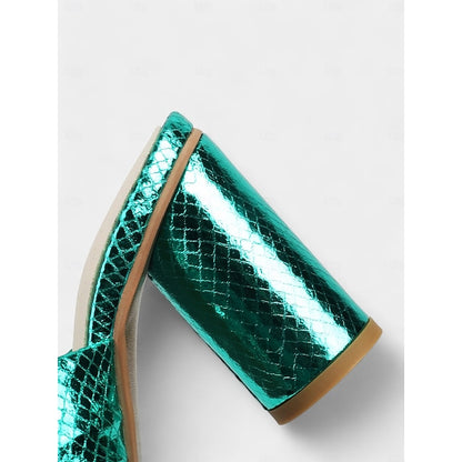 Mules – Design with Bow Pink Metallic Bridal Women's