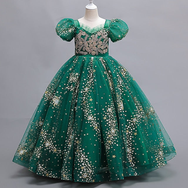 Short Dot Flower Girls' Dress Kids Party Polka Star