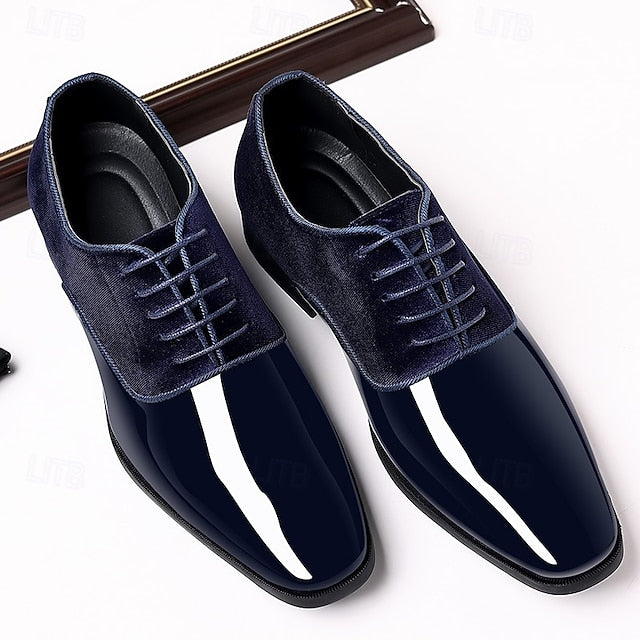 Oxford Patent Leather Shoes with Blue Men's Navy