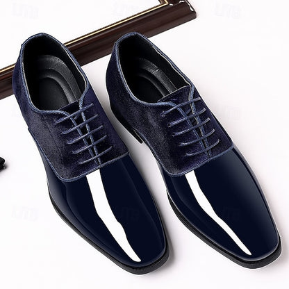 Oxford Patent Leather Shoes with Blue Men's Navy