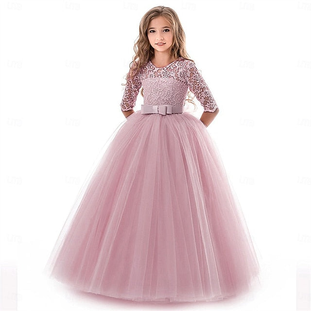 Wedding Girls' Dress Colored Girl Kids Solid Flower
