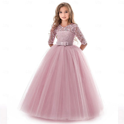 Wedding Girls' Dress Colored Girl Kids Solid Flower