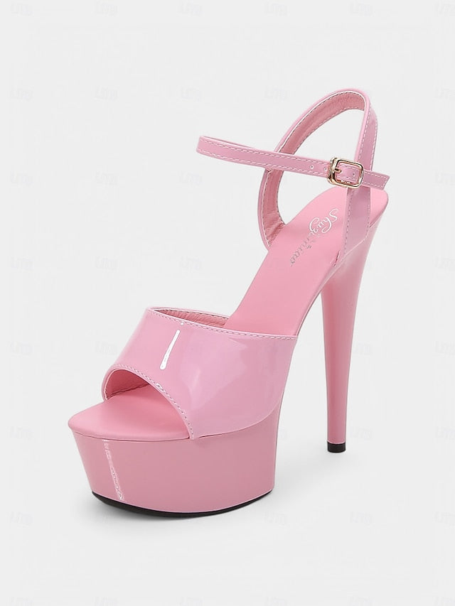 Red Sandals Leather Women Peep - for Toe Platform Patent