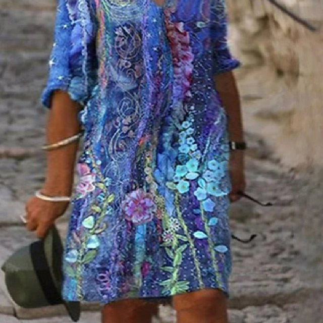 Women's Plus Size Curve Casual Dress Shift Dress Midi Dress