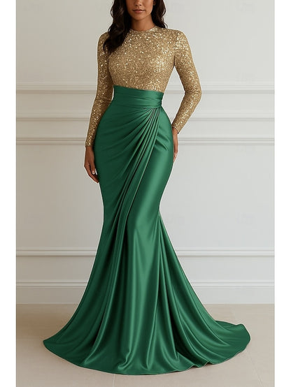 Floor Elegant Formal Gown Wedding Mermaid Dress Sequin Evening