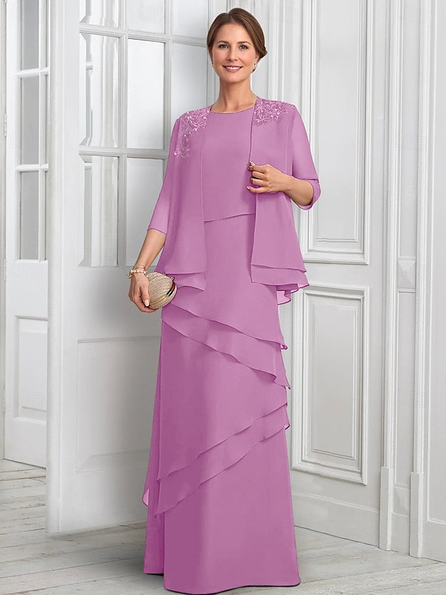 the Bride Dress Suit Piece Elegant Mother of Formal Two A-Line