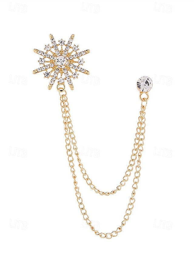 Star Elegant Crystal Stylish – with Lapel Chains Gold Pin