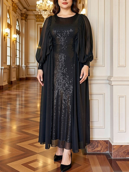 Black A-Line Mother Dress Bride the of Sparkle Size Plus