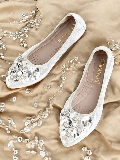 Comfortable Women's Foldable – Floral Flats Embellished