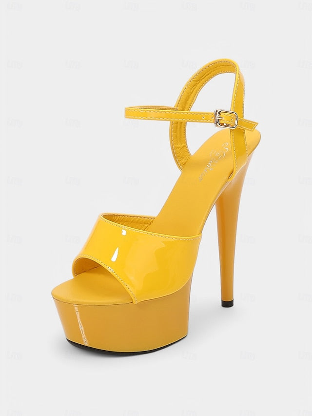 Red Sandals Leather Women Peep - for Toe Platform Patent