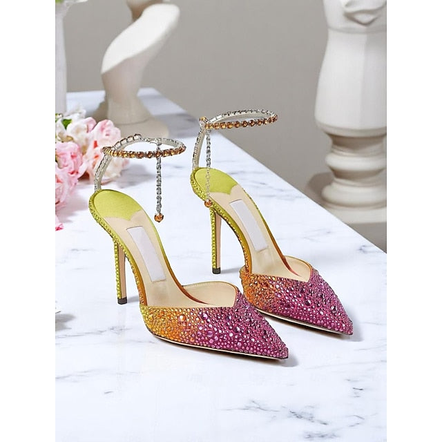 Slingback with Heels Stiletto - Gradient Crystal Women's