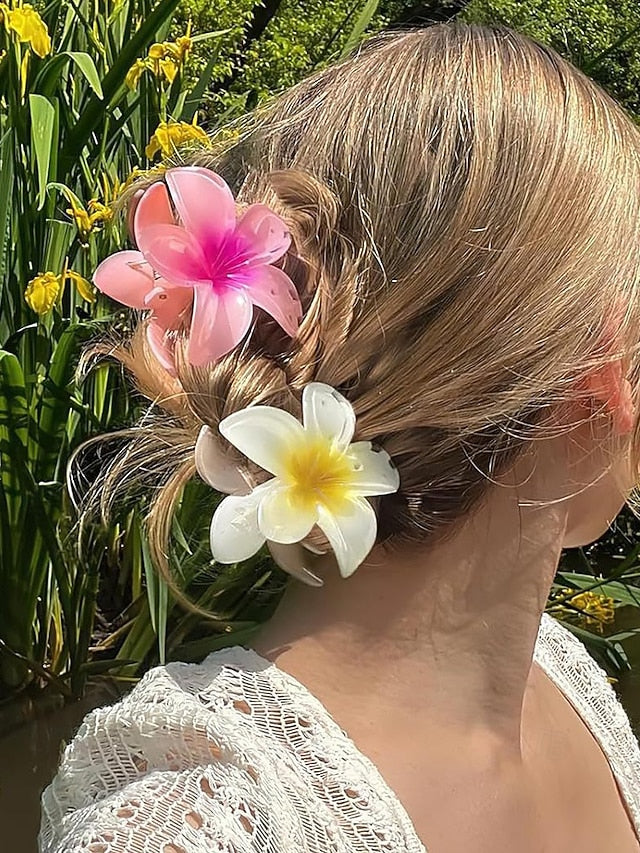 Clips Flower Hair Hawaiian 6PCS Resin – Tropical Plumeria