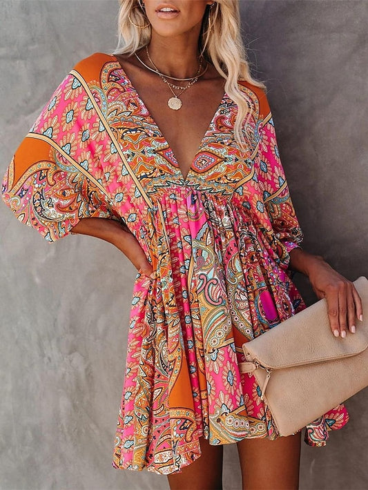 Women's Mini Dress Petite Dress Paisley Dress Casual Dress