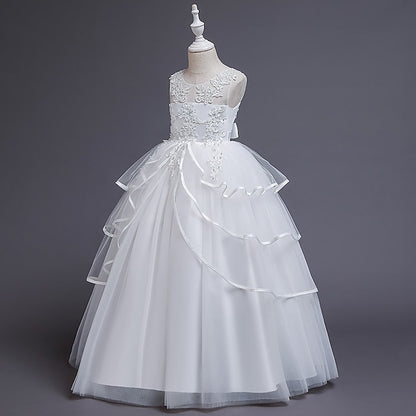 Girls' Party Color Kids Sleeveless Dress Solid