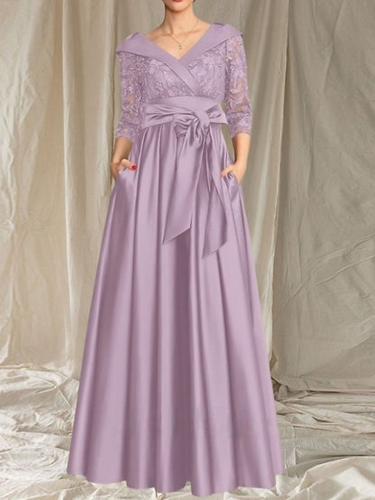 Dress of Mother Elegant A-Line Wedding Bride the Guest V Neck