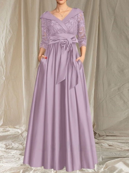 Dress of Mother Elegant A-Line Wedding Bride the Guest V Neck