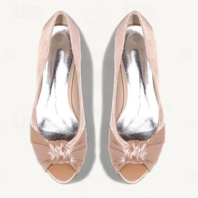 Kitten Satin Elegant Peep-Toe Heels Women's Pink - Blush