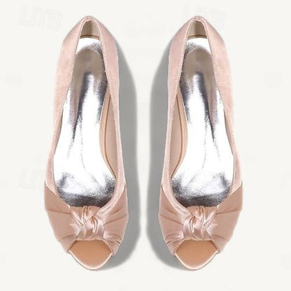 Kitten Satin Elegant Peep-Toe Heels Women's Pink - Blush