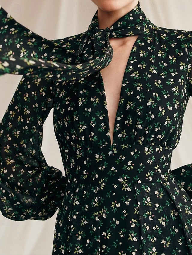 Black Floral Elegant A-Line Bride of Print the Mother Dress