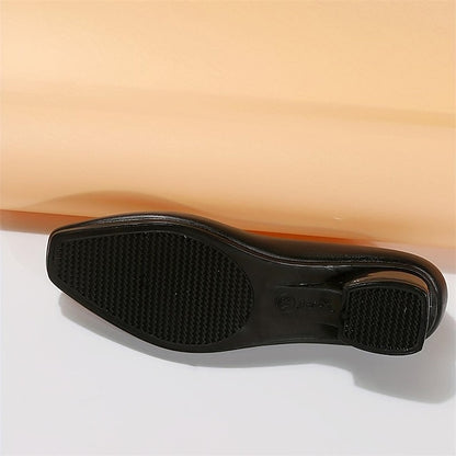 – Classic Heel Women's Toe Slip-On Black Low Pumps Round