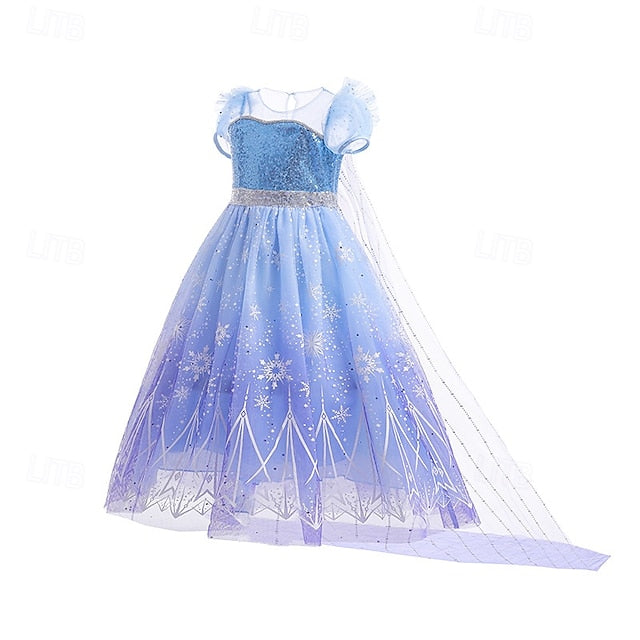 Dress Girl Elsa Theme Frozen Princess Party Flower Fairytale