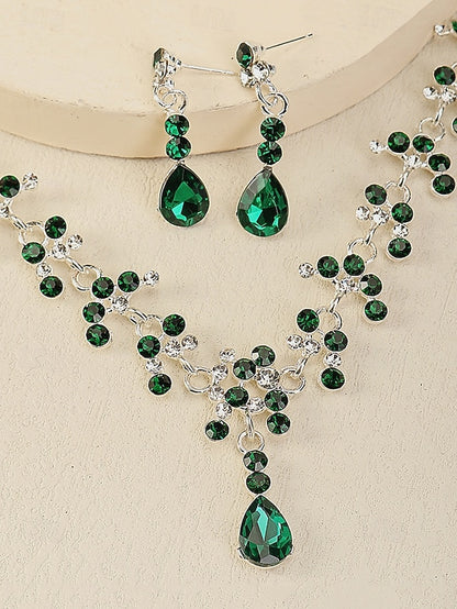 – Sparkling Set Gold-Plated Tiara Diamond Necklace Crown and