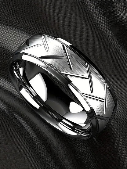 Pattern Steel Rings Modern Men's Stainless – Geometric